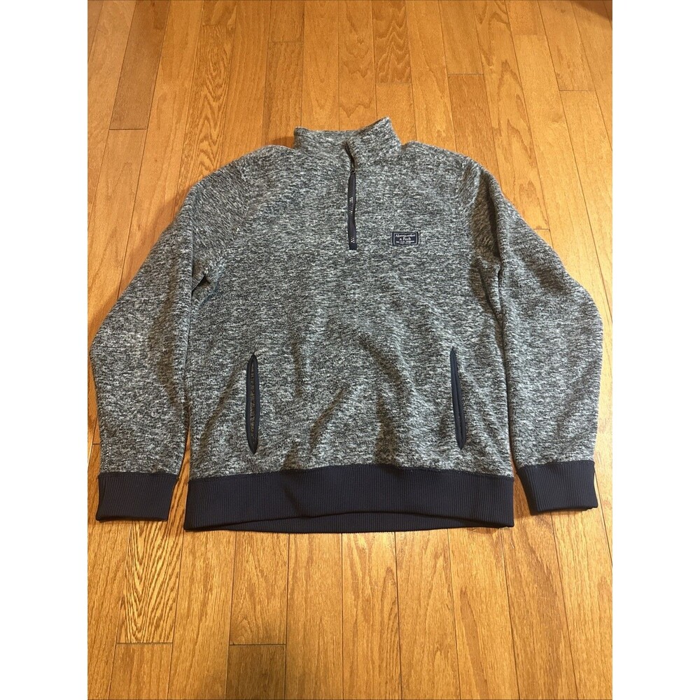 Abercrombie Fitch Sweater Mens Large Gray Fleece 1/4 Zip Pullover Hiking Y2K
